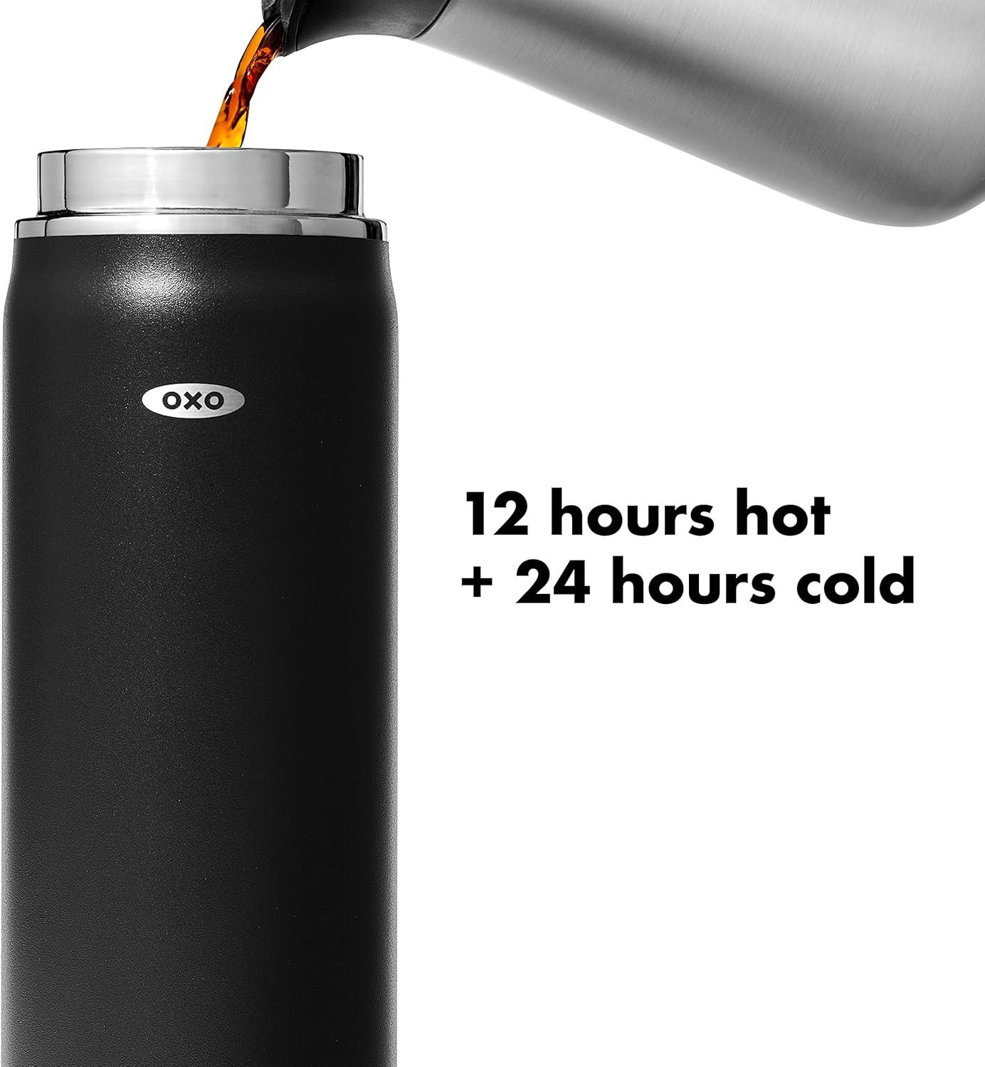 imageOXO Strive 40 oz Insulated Bottle with Handled Lid Rose QuartzOnyx