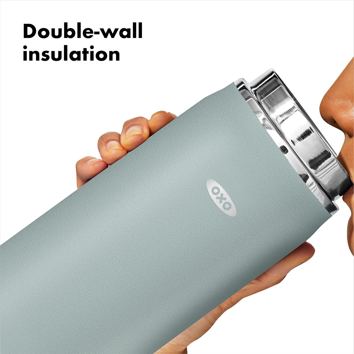 imageOXO Strive 40 oz Insulated Bottle with Handled Lid Rose QuartzSlate