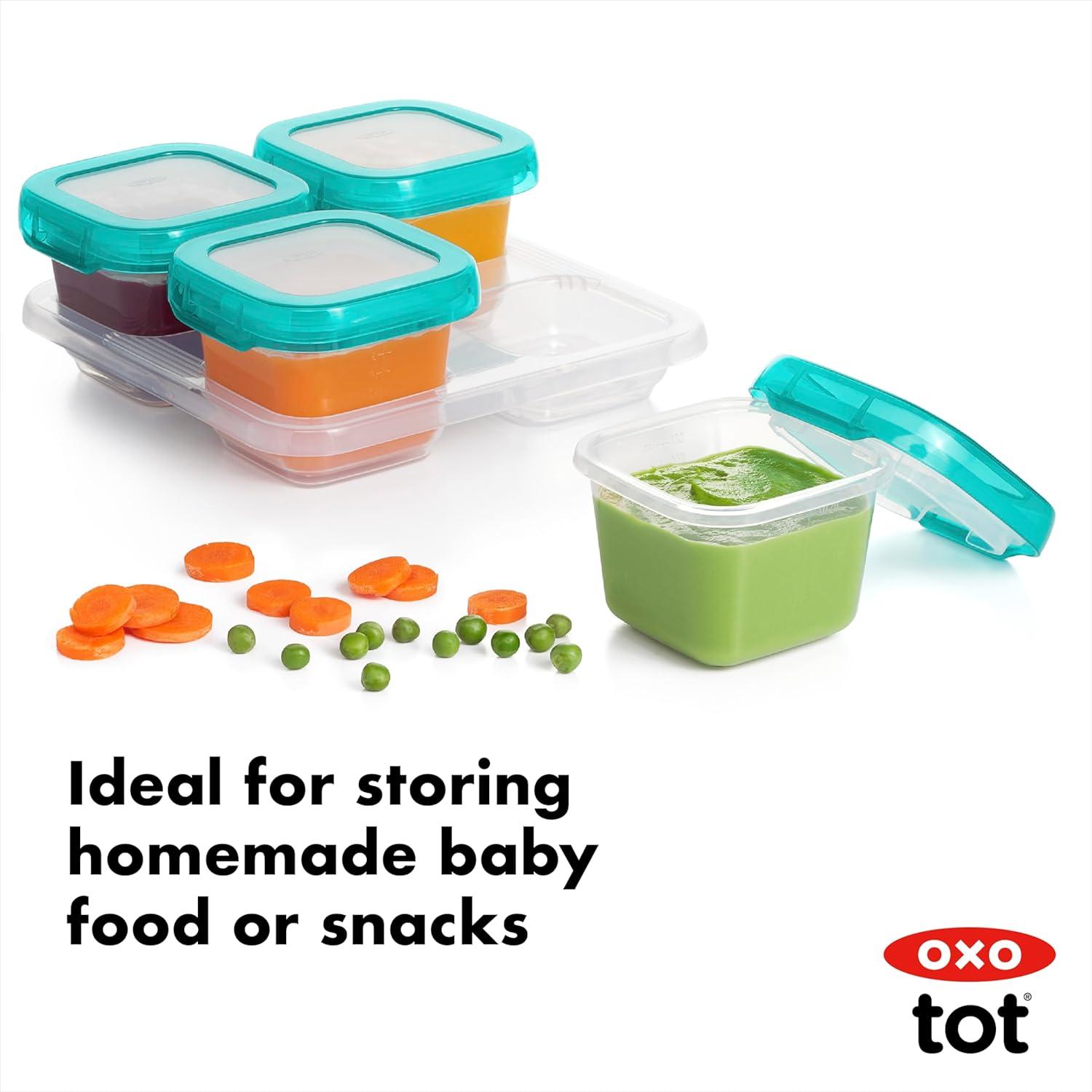imageOXO Tot Baby Blocks Freezer Storage Containers Teal 4 OzTeal