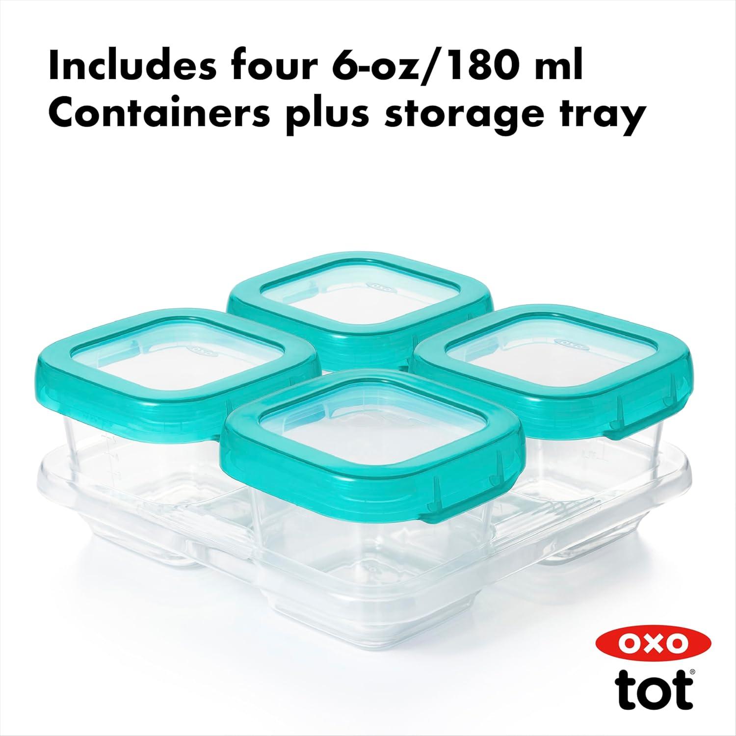 imageOXO Tot Baby Blocks Freezer Storage Containers Teal 4 OzTeal