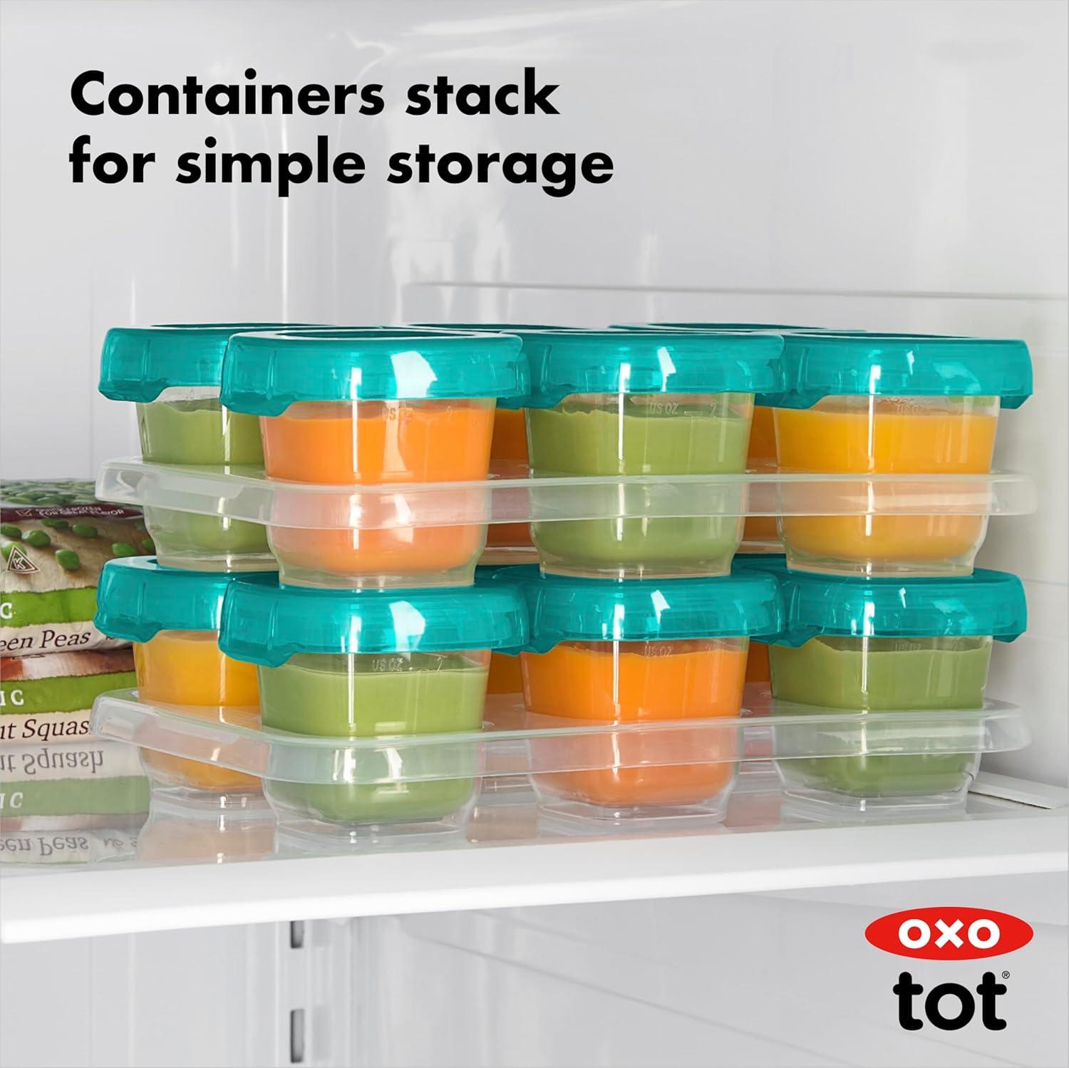imageOXO Tot Baby Blocks Freezer Storage Containers Teal 4 OzTeal