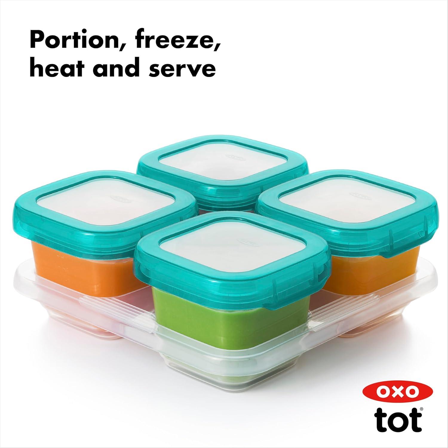 imageOXO Tot Baby Blocks Freezer Storage Containers Teal 4 OzTeal
