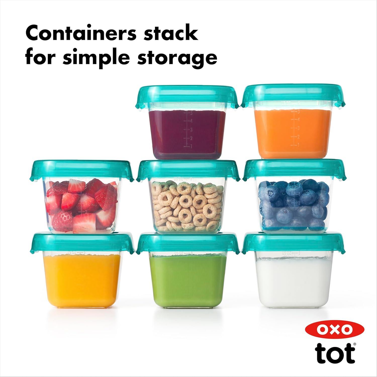 imageOXO Tot Baby Blocks Freezer Storage Containers Teal 4 OzTeal