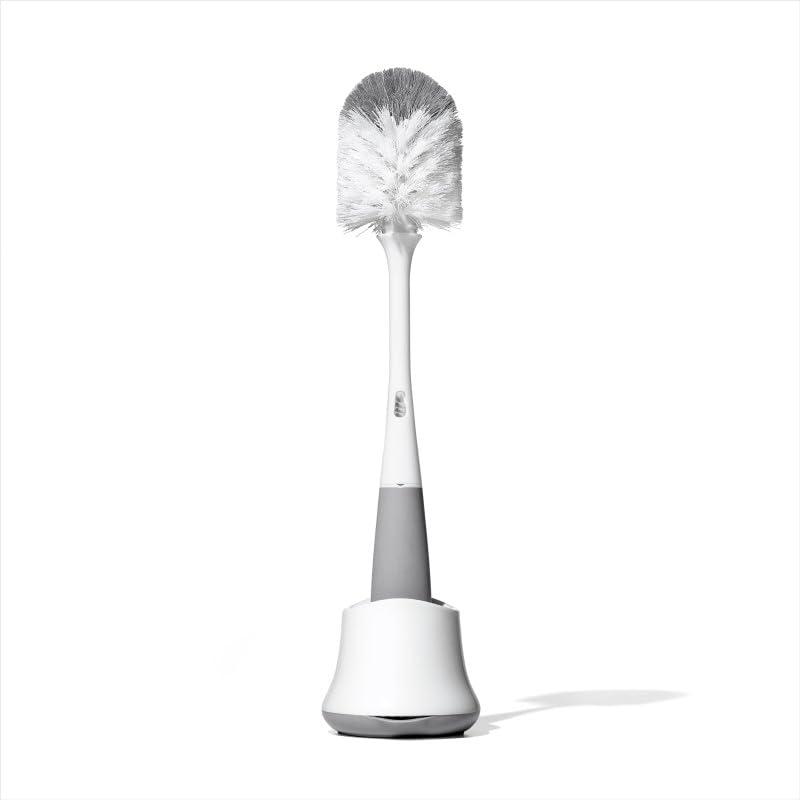 imageOXO Tot Bottle Brush with Nipple Cleaner and Stand Gray 2Pack2 Count Pack of 1