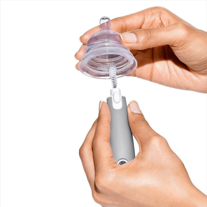 imageOXO Tot Bottle Brush with Nipple Cleaner and Stand Gray 2Pack2 Count Pack of 1