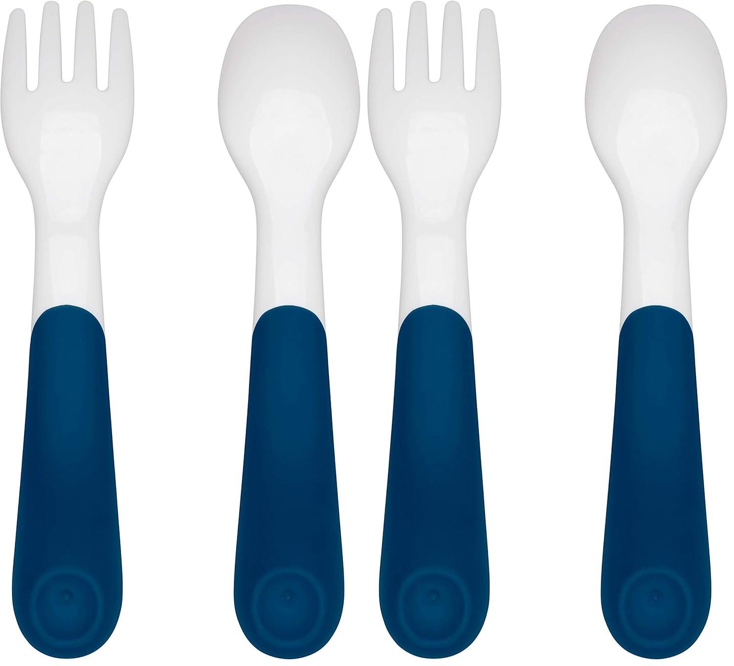 imageOXO Tot On The Go Fork ampamp Spoon Training Set with Travel Case NavyNavy
