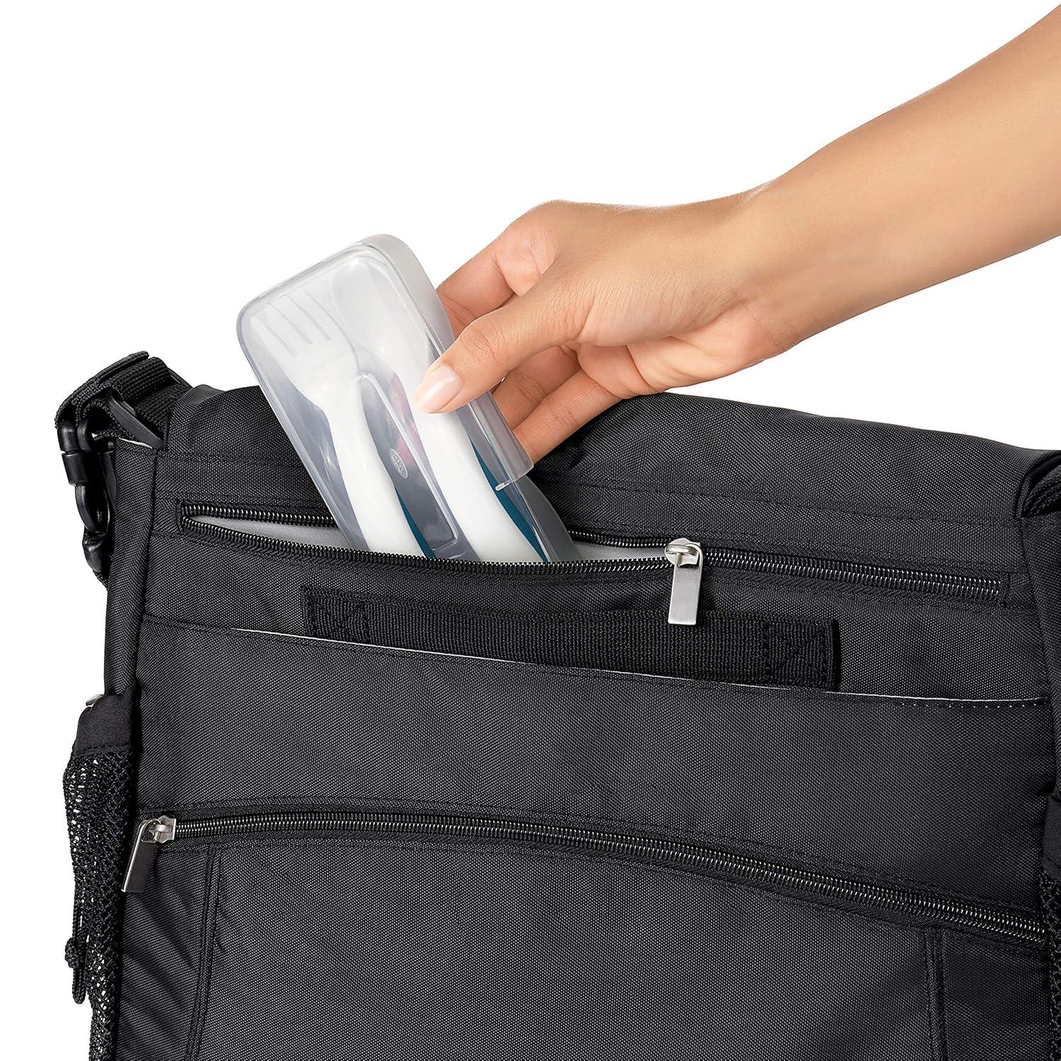 imageOXO Tot On The Go Fork ampamp Spoon Training Set with Travel Case NavyNavy