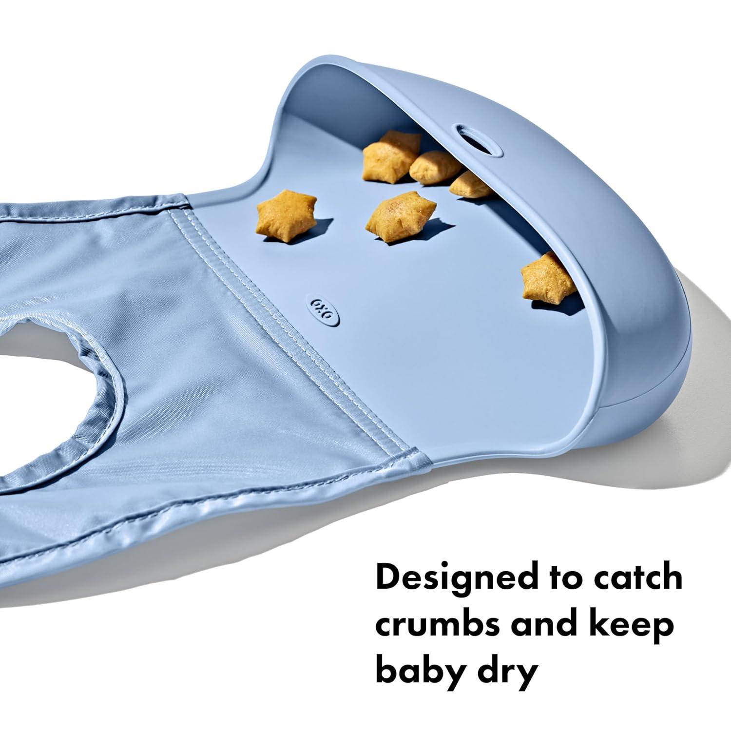 imageOXO Tot RollUp Bib 2 Pack GrayNavyBlossomDusk