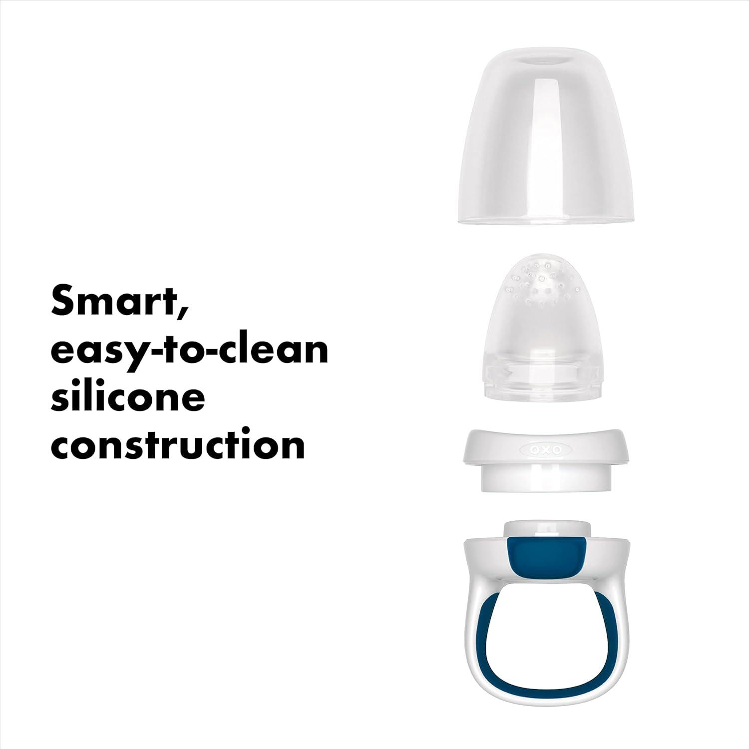 imageOXO Tot Silicone SelfFeeder 2 Pack Opal and BlossomTealNavy