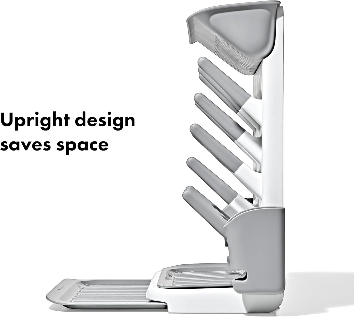 imageOXO Tot SpaceSaving Baby Bottle Drying Rack Compact Dish Drying Rack with Removable Trays Countertop Bottle Organizer for Baby Bottles Nipples Pacifiers and Lids BPA Free Dishwasher SafeExpandable