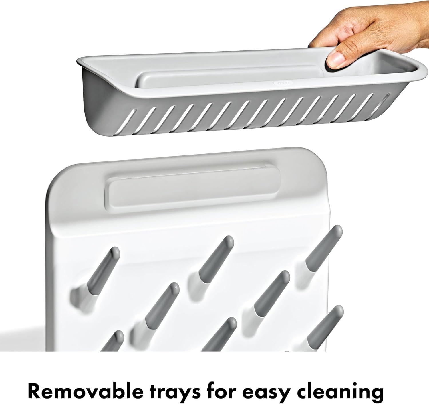 imageOXO Tot SpaceSaving Baby Bottle Drying Rack Compact Dish Drying Rack with Removable Trays Countertop Bottle Organizer for Baby Bottles Nipples Pacifiers and Lids BPA Free Dishwasher SafeExpandable