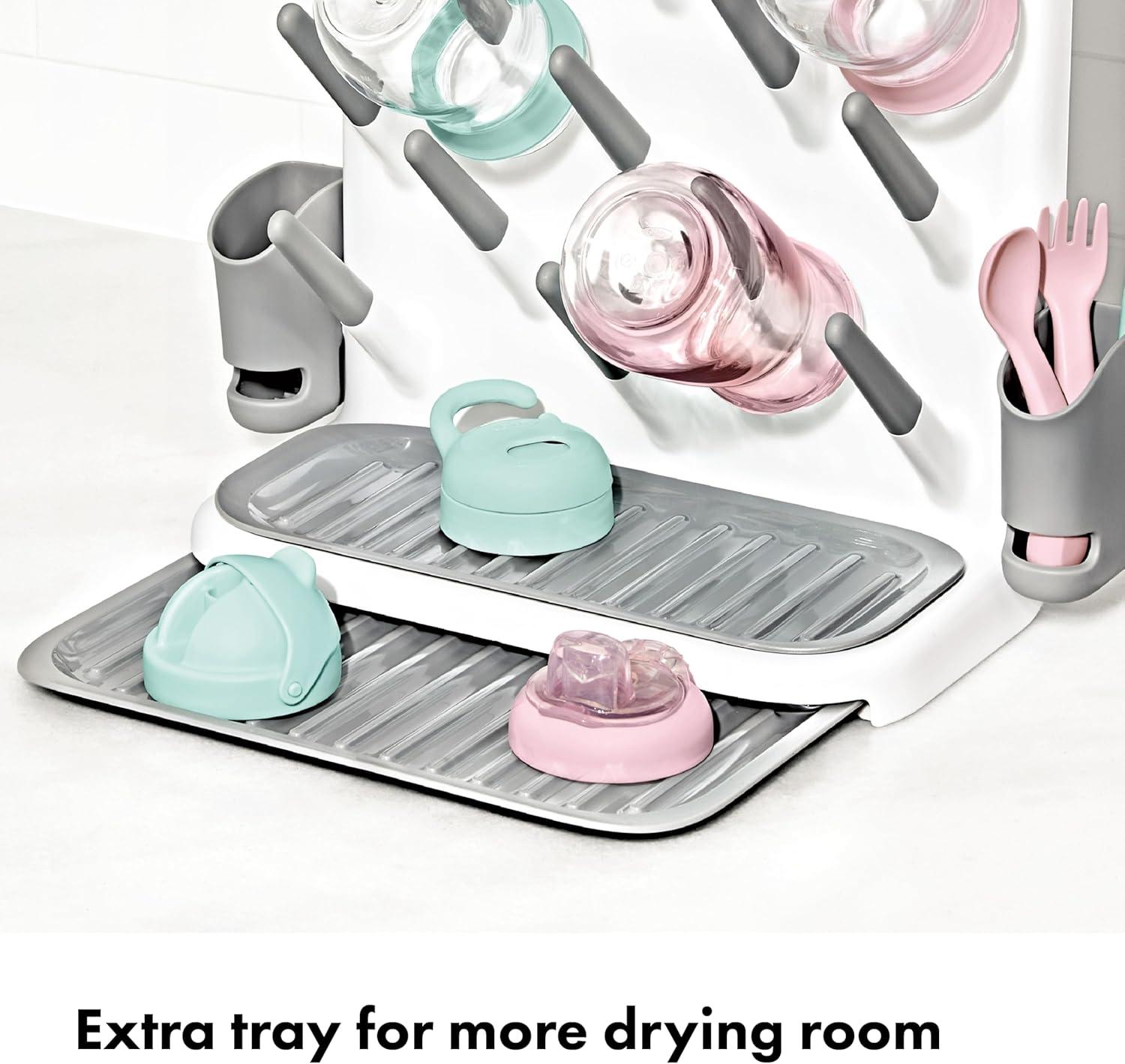 imageOXO Tot SpaceSaving Baby Bottle Drying Rack Compact Dish Drying Rack with Removable Trays Countertop Bottle Organizer for Baby Bottles Nipples Pacifiers and Lids BPA Free Dishwasher SafeExpandable
