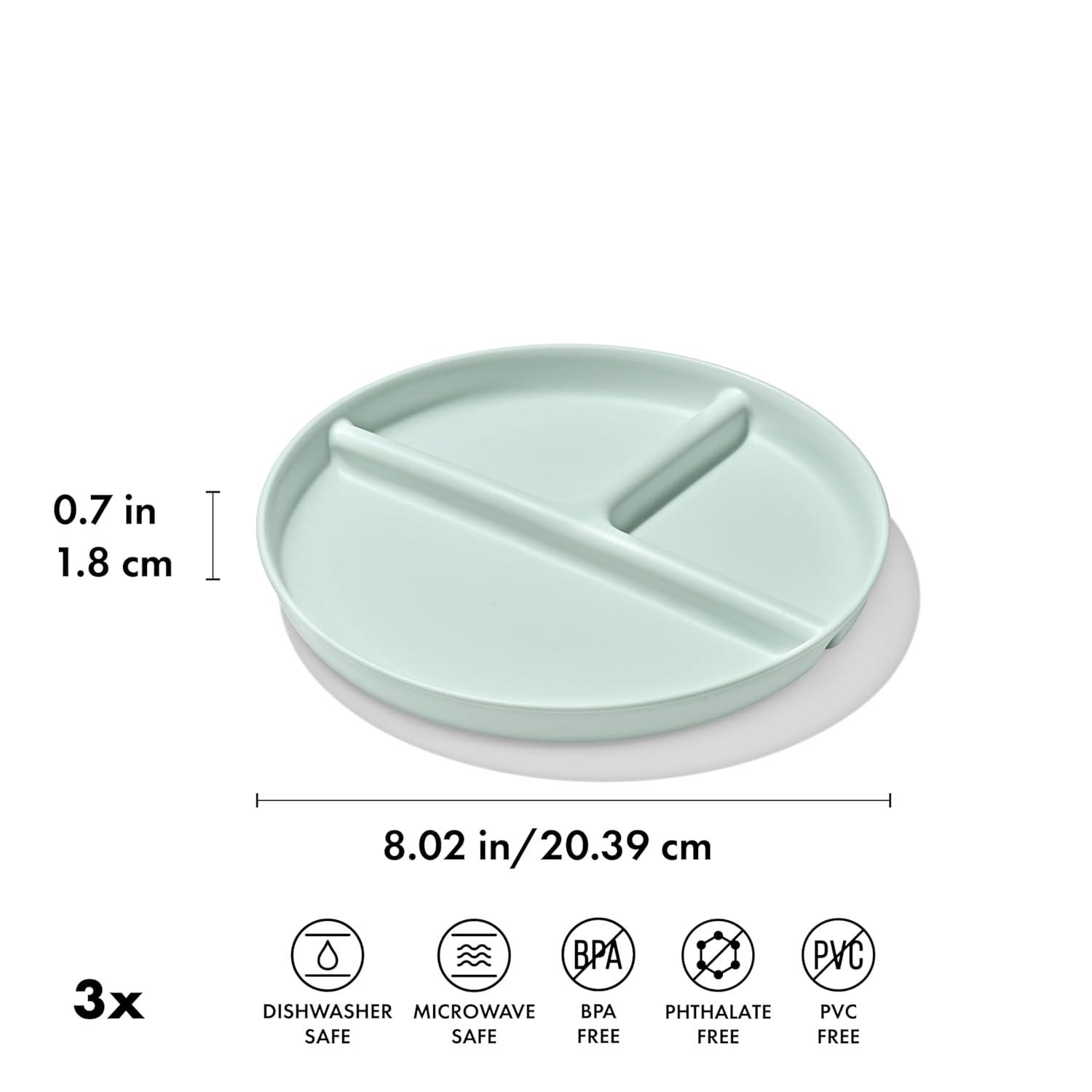 imageOXO Tot Stackable Divided Plates Set 3pk DarkLight Multicolor