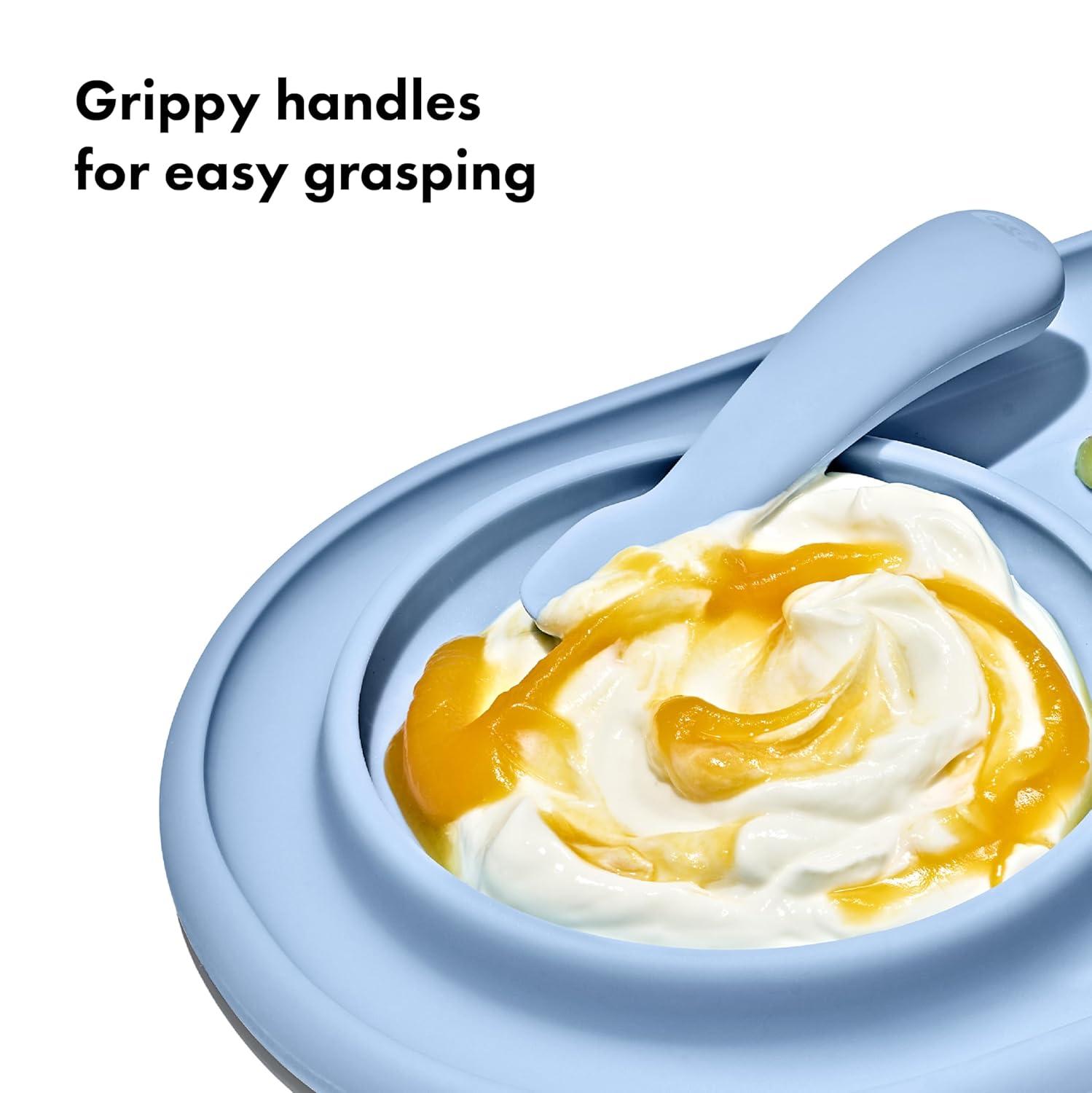 imageOXO Tot Textured Suction Plate ampamp Spoons Set 3Piece DuskDusk