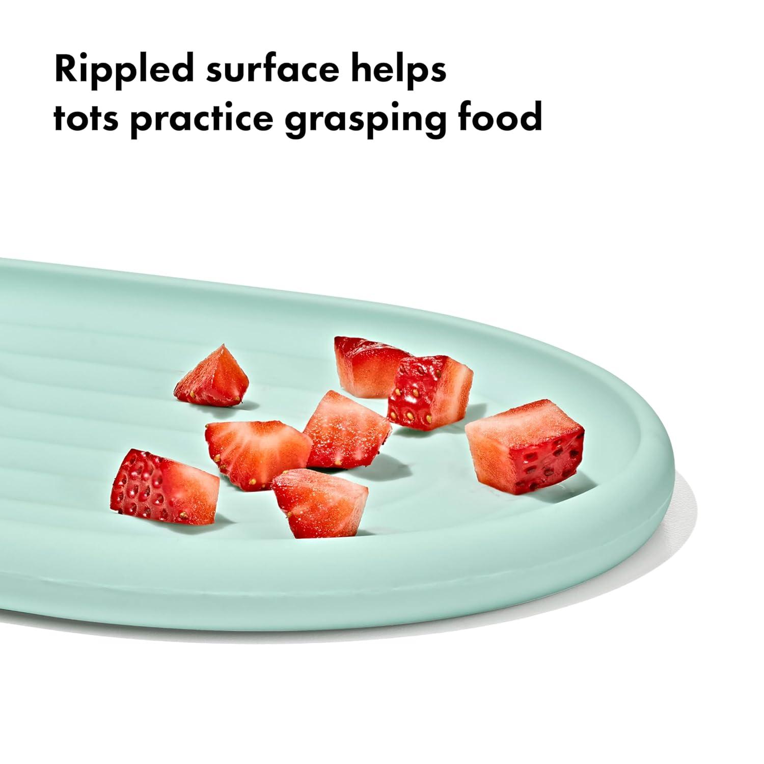 imageOXO Tot Textured Suction Plate ampamp Spoons Set 3Piece DuskOpal