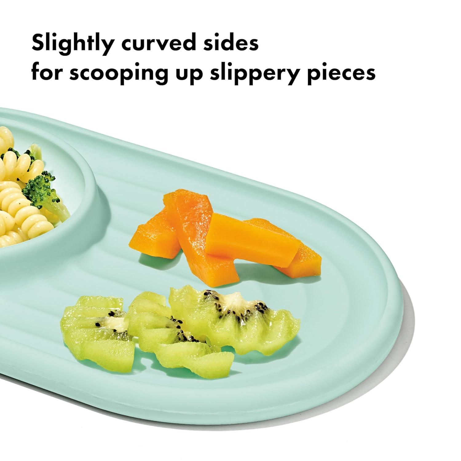 imageOXO Tot Textured Suction Plate ampamp Spoons Set 3Piece DuskOpal