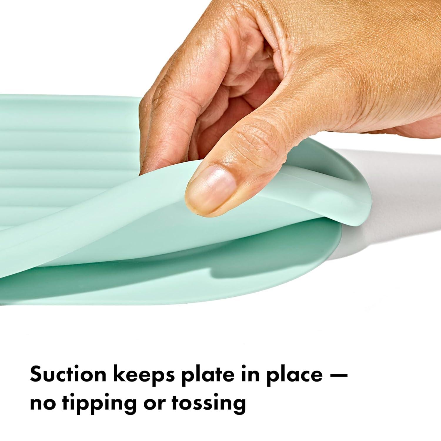 imageOXO Tot Textured Suction Plate ampamp Spoons Set 3Piece DuskOpal