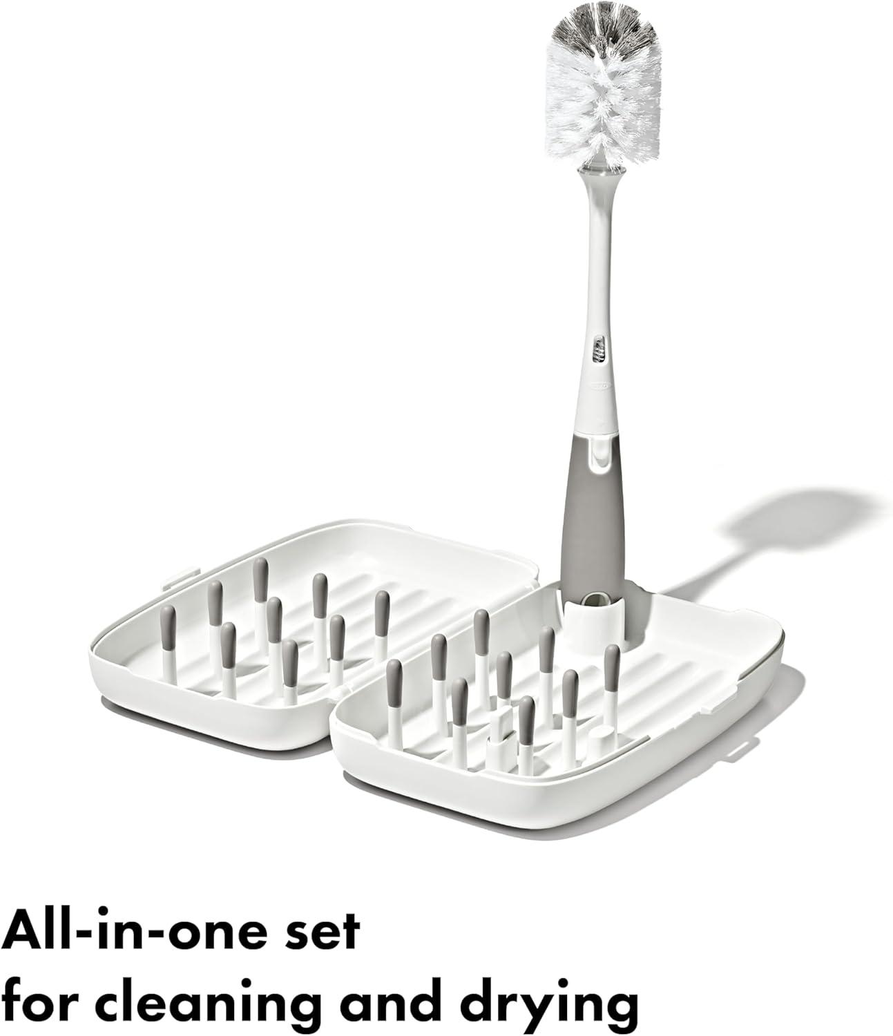 imageOXO Tot Travel Size Drying Rack with Bottle Brush GrayGray