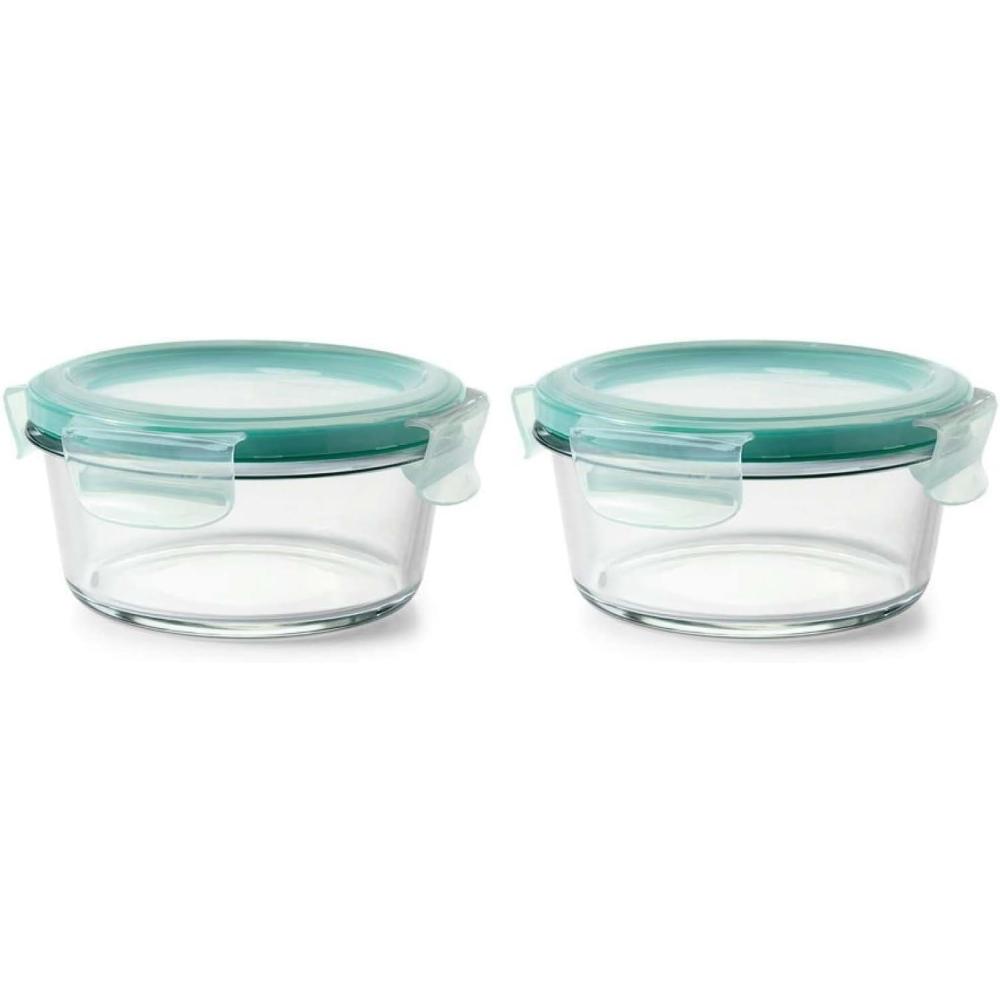 imageOXO Good Grips 7 Cup Smart Seal Glass Round Airtight Food Storage Container2 Cup Pack of 2