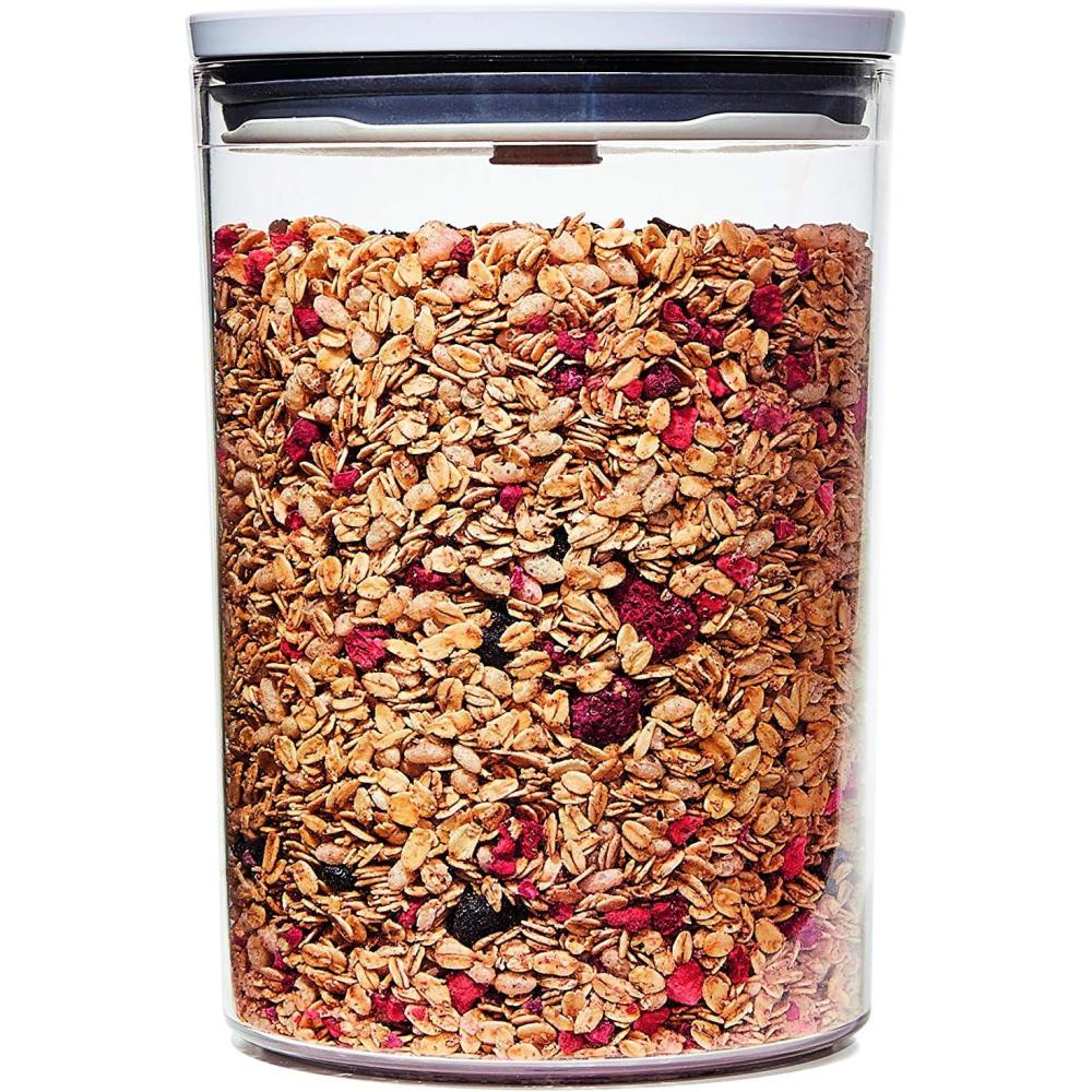 imageOXO Good Grips Round POP Container  Large 52 Qt for flour sugar cereal and more  Airtight Food Storage  BPA Free  Dishwasher Safe  Clear BodyWhiteMedium  33 Qt