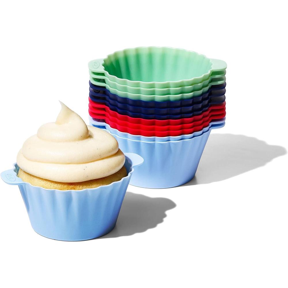 imageOXO Good Grips Silicone Baking Cups Pack of 12 Reusable BPAFree Dishwasher Safe NonStick Food Grade Cupcake Cups Muffin Cups Cupcake Liners Muffin LinersBaking Cups  12