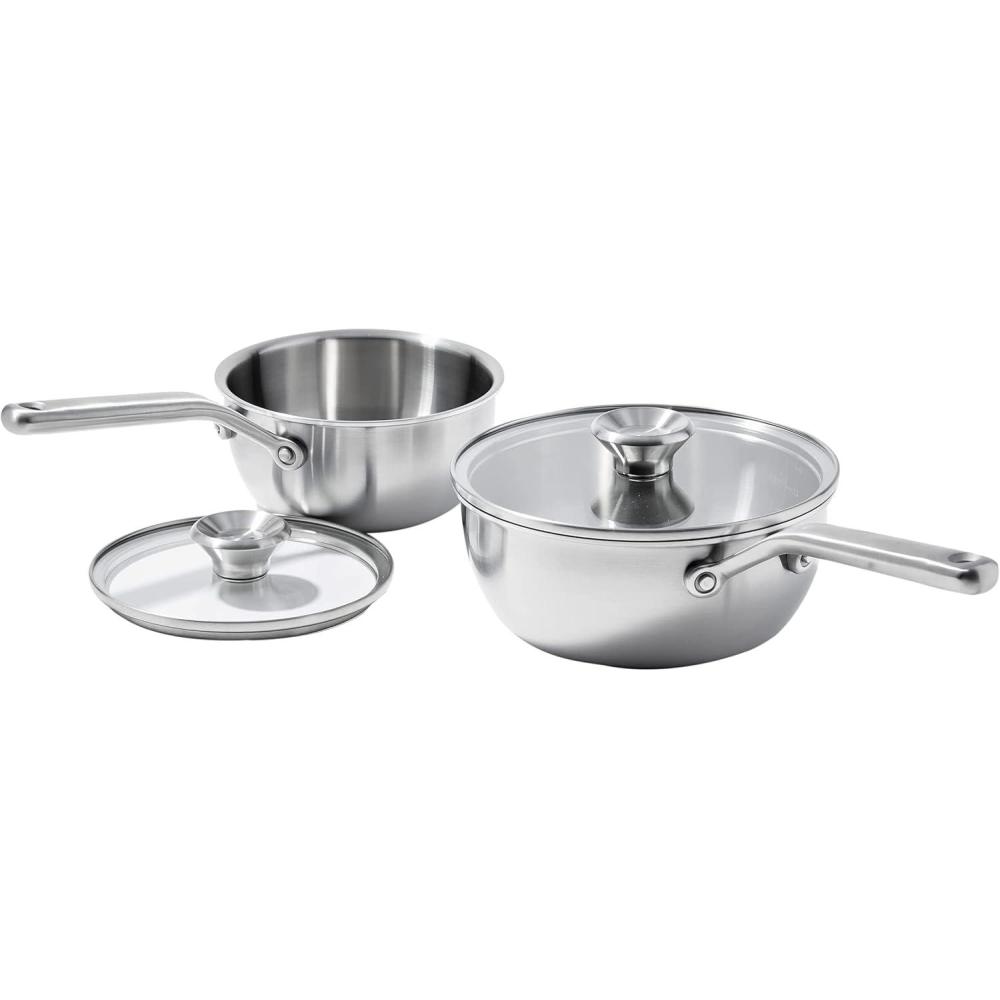 imageOXO Mira TriPly Stainless Steel 5QT Stock Pot with Lid Induction Multi Clad Dishwasher and Metal Utensil Safe15QT  357QT Chefs Pans with Lids