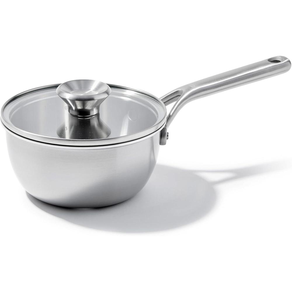 imageOXO Mira TriPly Stainless Steel 5QT Stock Pot with Lid Induction Multi Clad Dishwasher and Metal Utensil Safe15QT Chefs Pan with Lid