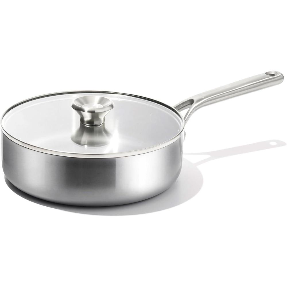 imageOXO Mira TriPly Stainless Steel 5QT Stock Pot with Lid Induction Multi Clad Dishwasher and Metal Utensil Safe325QT Saute Pan with Lid