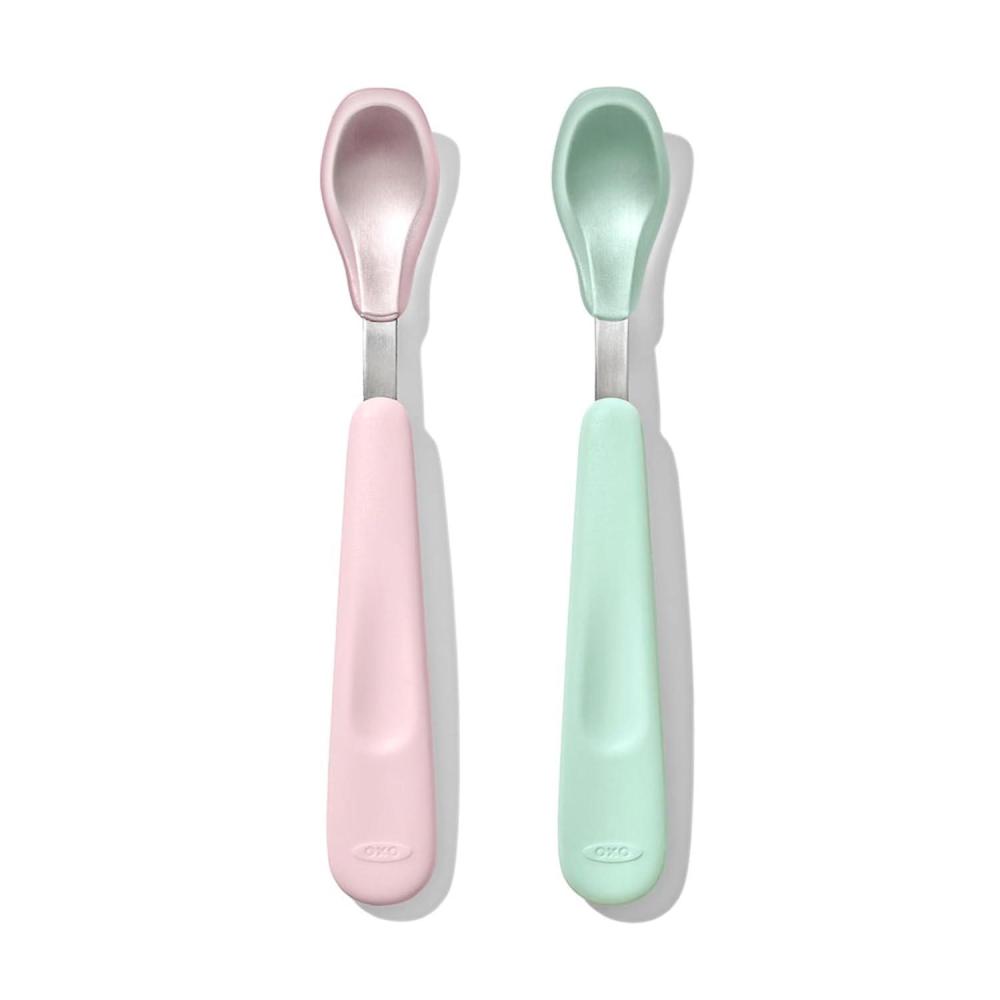imageOXO Tot Feeding Spoon Set with Soft Silicone  Opal and DuskOpal and Blossom