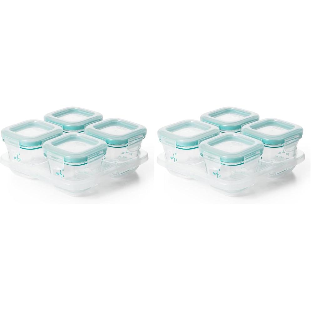 imageOXO Tot Glass Baby Blocks Food Storage Containers 4 oz  OpalTot Teal