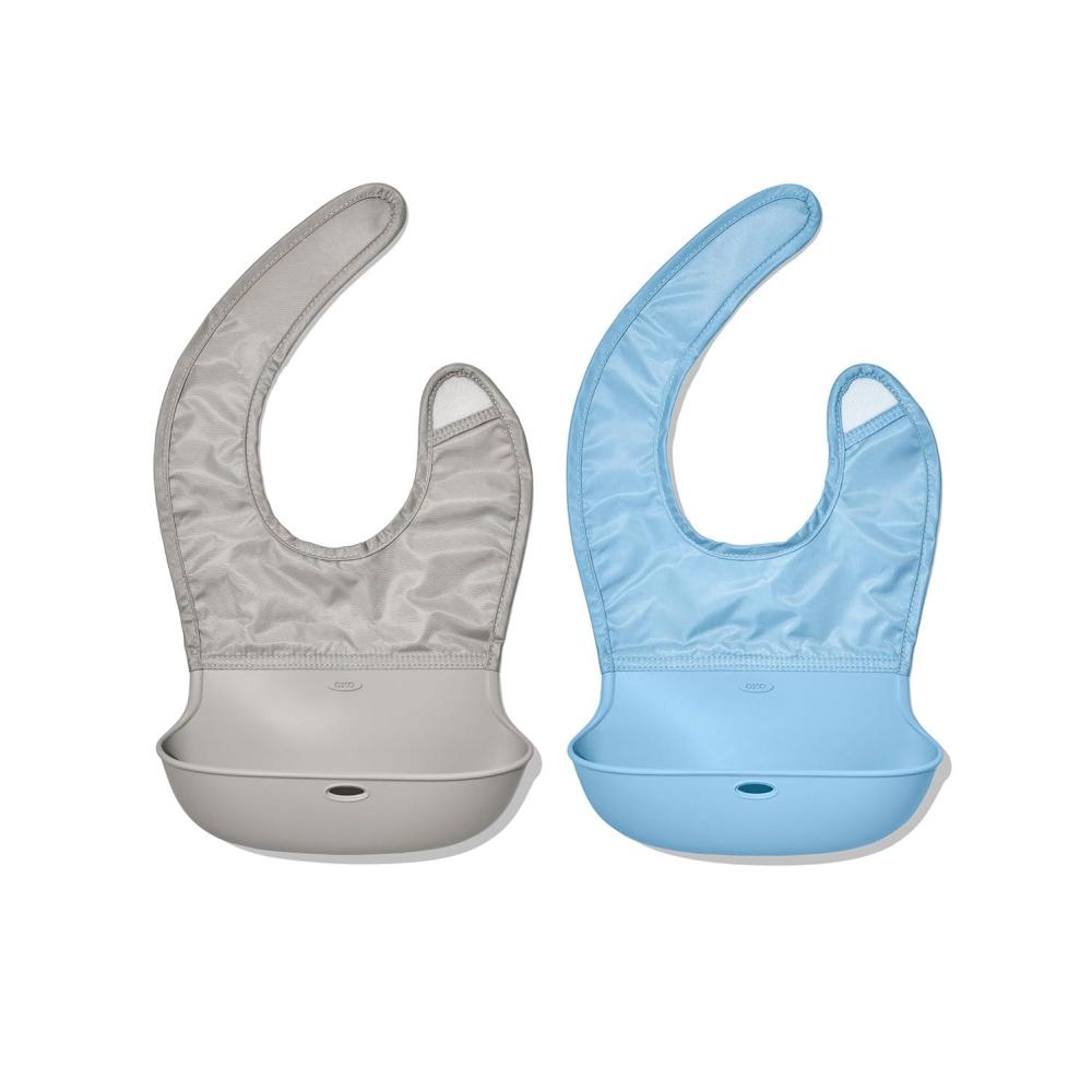 imageOXO Tot RollUp Bib 2 Pack PinkTealDrizzleDusk