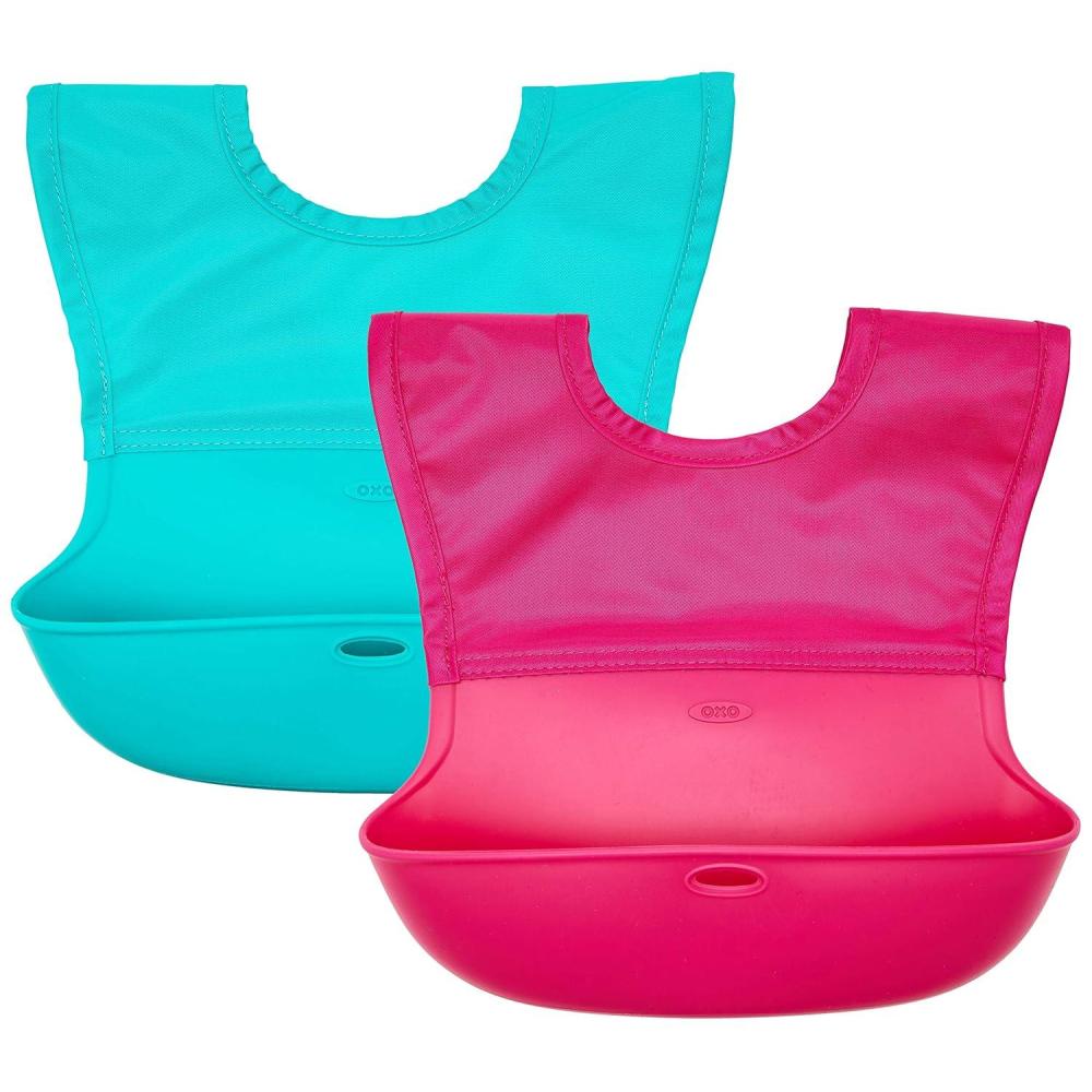 imageOXO Tot RollUp Bib 2 Pack PinkTealTealPink