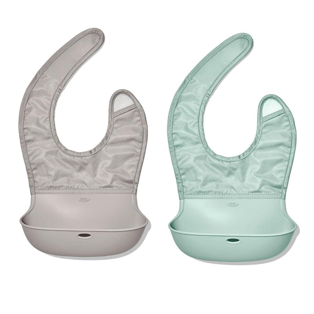 imageOXO Tot RollUp Bib 2 Pack GrayNavyDrizzleOpal