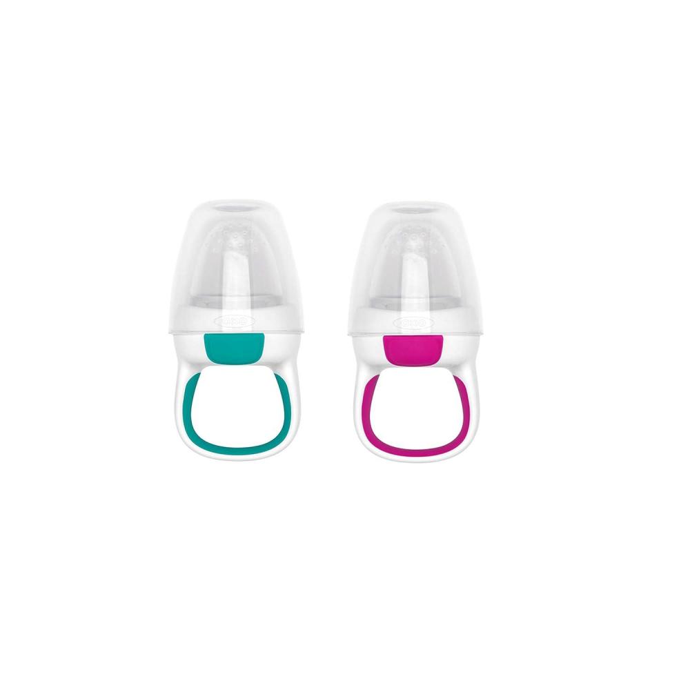imageOXO Tot Silicone SelfFeeder 2 Pack  Opal and BlossomTealPink