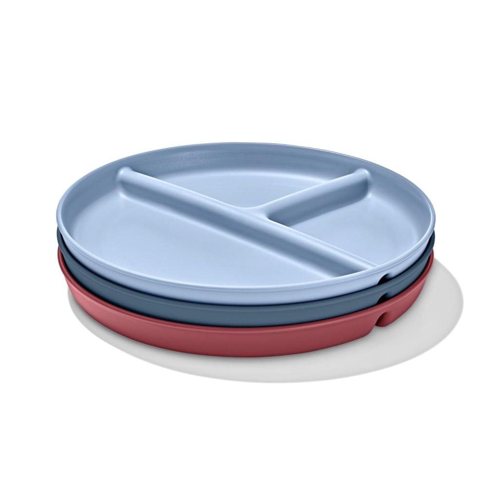 imageOXO Tot Stackable Divided Plates Set 3pk DarkDark Multicolor