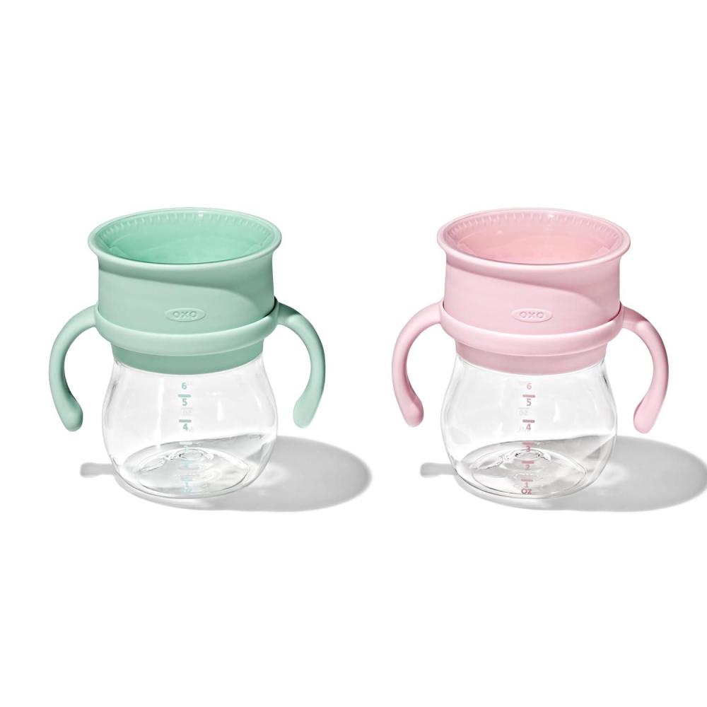 imageOXO Tot Transitions 360 Cup 6 oz with Handles  Opal and Blossom  2 packOpalBlossom