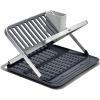 imageOXO Good Grips Aluminum Fold Flat Dish Drying Rack 2Tier with Drainboard for Kitchen Counter Collapsible