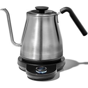 OXO Brew Gooseneck Electric Kettle – Hot Water Kettle, Pour Over Coffee & Tea Kettle, Adjustable Temperature, Built-In Brew Timer, Stainless Steel, 1L​