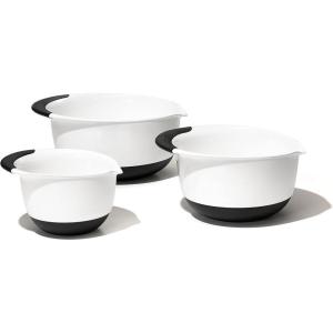 OXO Good Grips 3- Piece Plastic Mixing Bowl Set, 2500 ml,White/Black(White/Black)