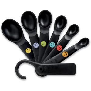 OXO Good Grips 6-Piece Plastic Measuring Spoons with Scraper- White(Black)