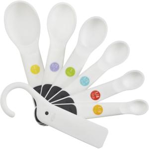 OXO Good Grips 6-Piece Plastic Measuring Spoons with Scraper- White(White)
