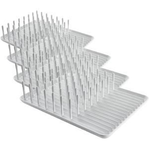 OXO Good Grips Compact Dish Rack, Biscuit, 13-3/4″ x 10-3/8″ x 3-1/2″ h for Storage(13-3/4″ x 10-3/8″ x 3-1/2″ h (Pack of 4))