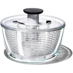 OXO Good Grips Glass Salad Spinner – Large 6.22-Qt Lettuce & Fruit Washer, Borosilicate Glass Bowl, BPA-Free, Easy Pump(Glass Salad Spinner)