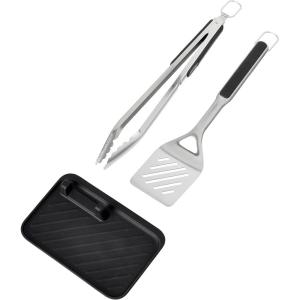 OXO Good Grips Grilling Tools, 3pc Set-Tongs, Turner Rest, Black