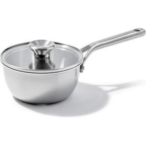 OXO Mira Tri-Ply Stainless Steel, 5QT Stock Pot with Lid, Induction, Multi Clad, Dishwasher and Metal Utensil Safe(1.5QT Chef’s Pan with Lid)