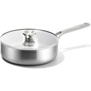 OXO Mira Tri-Ply Stainless Steel, 5QT Stock Pot with Lid, Induction, Multi Clad, Dishwasher and Metal Utensil Safe(3.25QT Saute Pan with Lid)