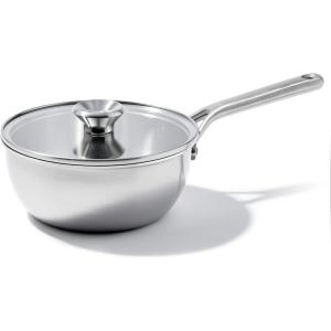 OXO Mira Tri-Ply Stainless Steel, 5QT Stock Pot with Lid, Induction, Multi Clad, Dishwasher and Metal Utensil Safe(3.57QT Chef’s Pan with Lid)