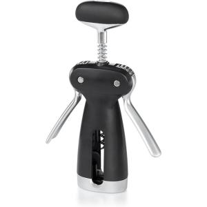 OXO Steel Double Lever Waiter’s Corkscrew,Silver/Black,1 CT(Winged Corkscrew with Foil Cutter)