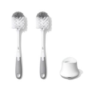 OXO Tot Bottle Brush with Nipple Cleaner and Stand – Gray, 2-Pack(2 Count (Pack of 1))