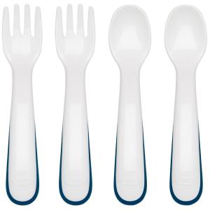 OXO Tot Plastic Fork and Spoon Set – Opal and Blossom(Navy)